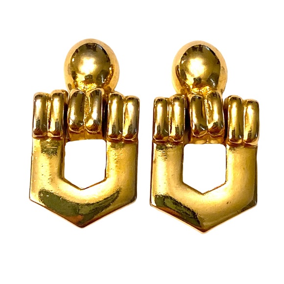 PAOLO GUCCI Vintage Door Knocker Earrings Clip on - Picture 1 of 3